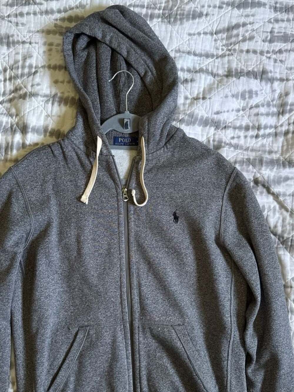 Mens Ralph Lauren Polo gray zip-up hoodie sweatshirt jacket size Medium